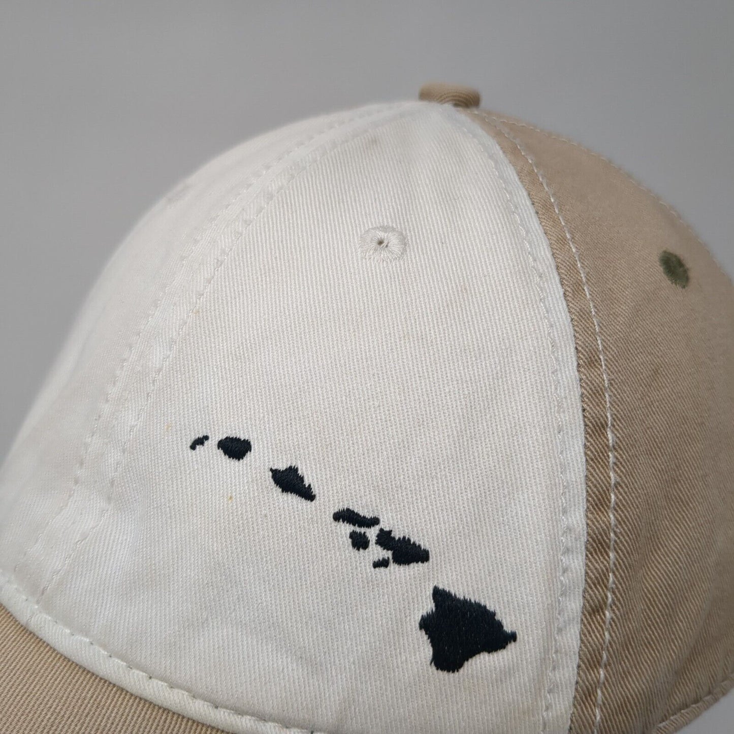Hawaiian Islands Strapback Hat Tan OSFM Adjustable Embroidered Distressed Otto