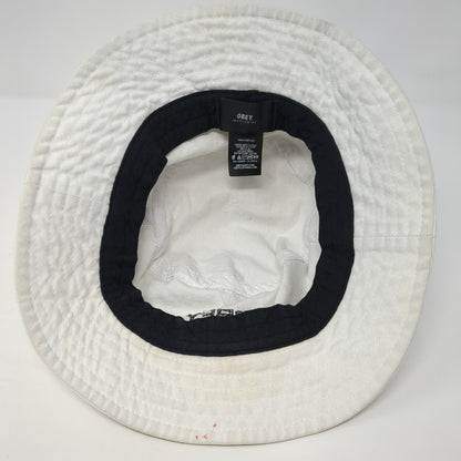 OBEY Bucket Hat White One Size Lightweight Embroidered Camp Fishing Outdoor