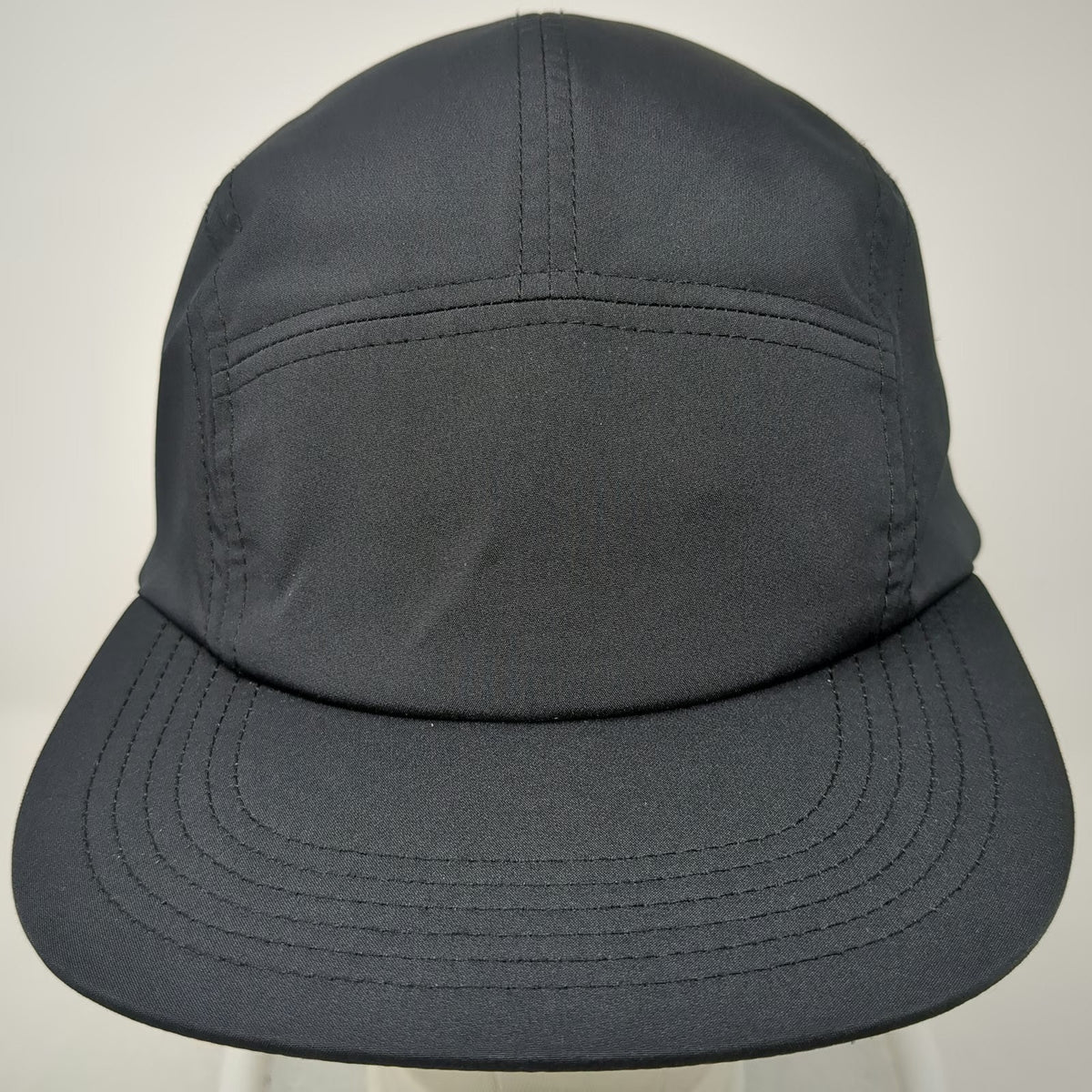 Port Authority 5 Panel Black One Size Performance Flat Brim Hat Strapback Buckle