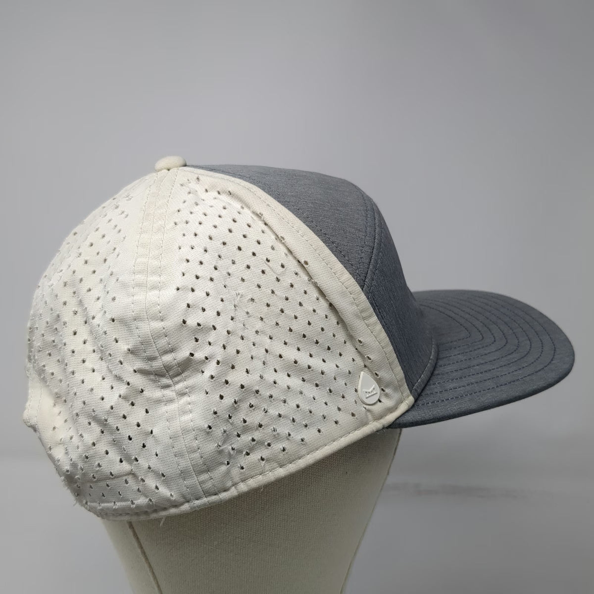 Melin Trenches Hydro Trucker Hat Gray One Size Snapback Mesh Flat Brim Logo