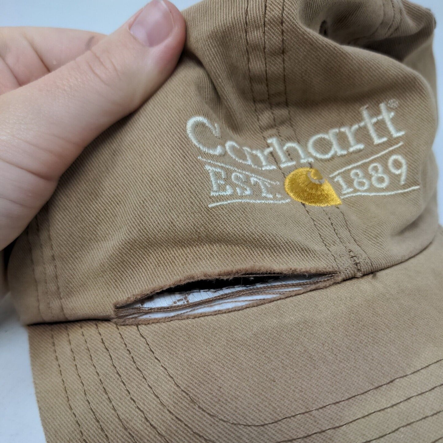 Carhartt Est. 1889 Strapback Hat Tan One Size Embroidered 6 Panel