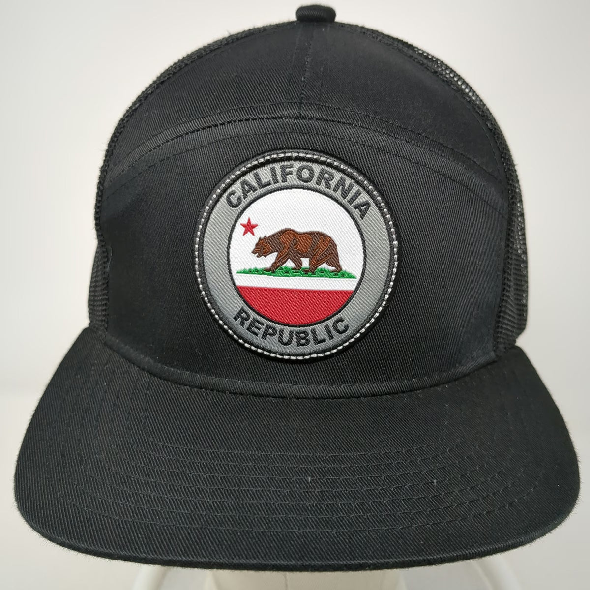 Zion Trucker Hat Black One Size California Republic Patch Mesh Back Snapback