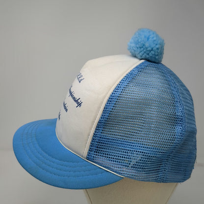 Champion Trucker Hat Blue Pom Mesh 1983 USSA Masters Alpine Idaho Vintage