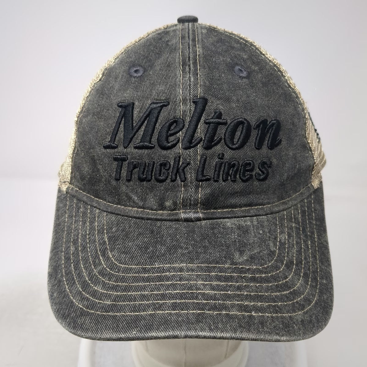 MAX Trucker Hat Gray One Size Melton Truck Lines American Flag Mesh Snapback Hat