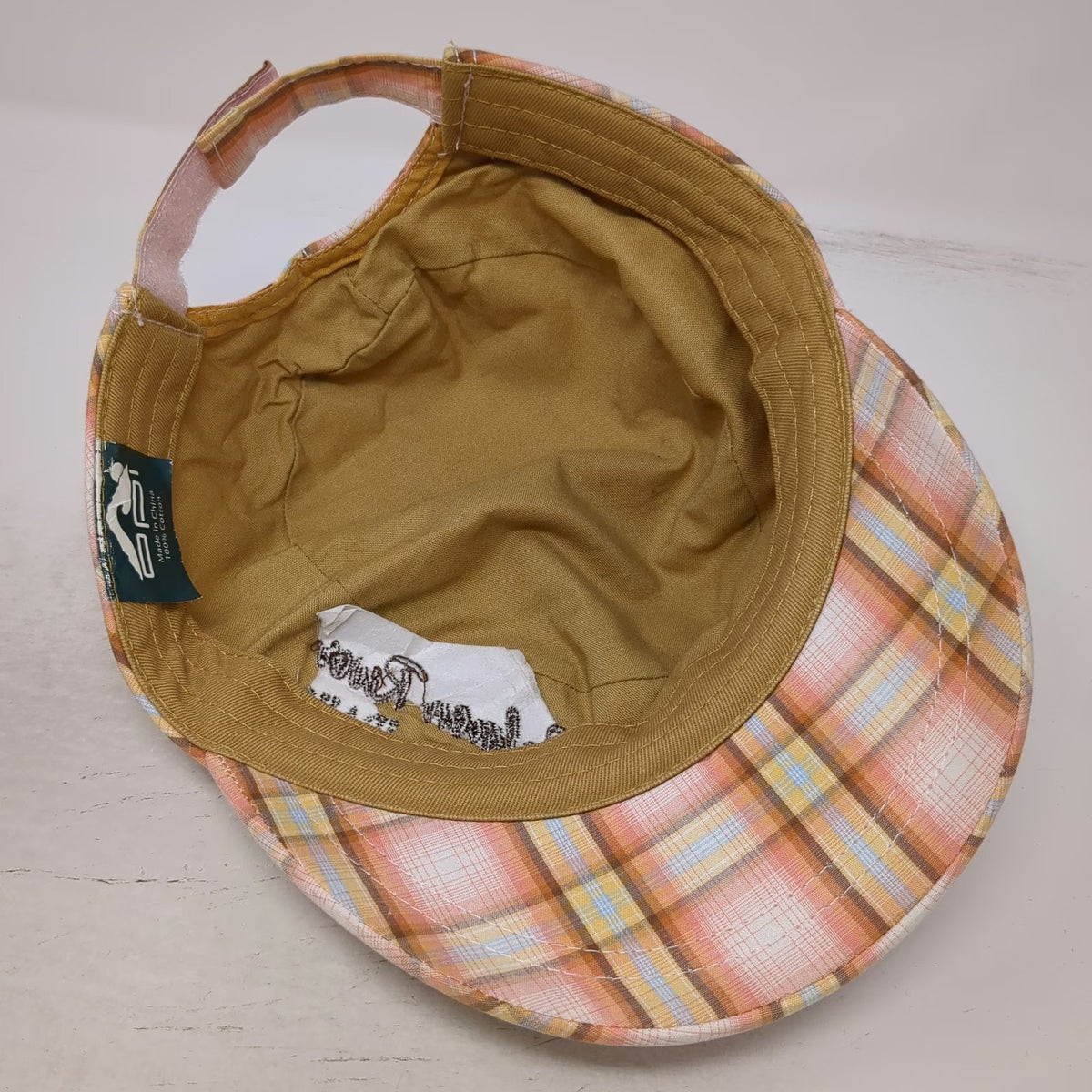 DPI Army Cap Yellow Orange Blue White OSFM Salmon River Idaho Plaid Cotton Hat