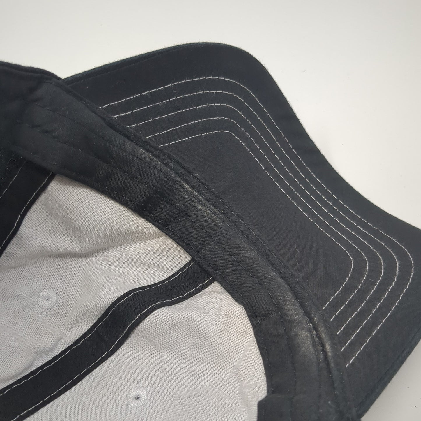 Unbranded Strapback Hat Solid Black 6 Panel Vent Holes Blank Adjustable