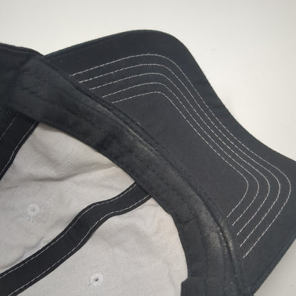 Unbranded Strapback Hat Solid Black 6 Panel Vent Holes Blank Adjustable