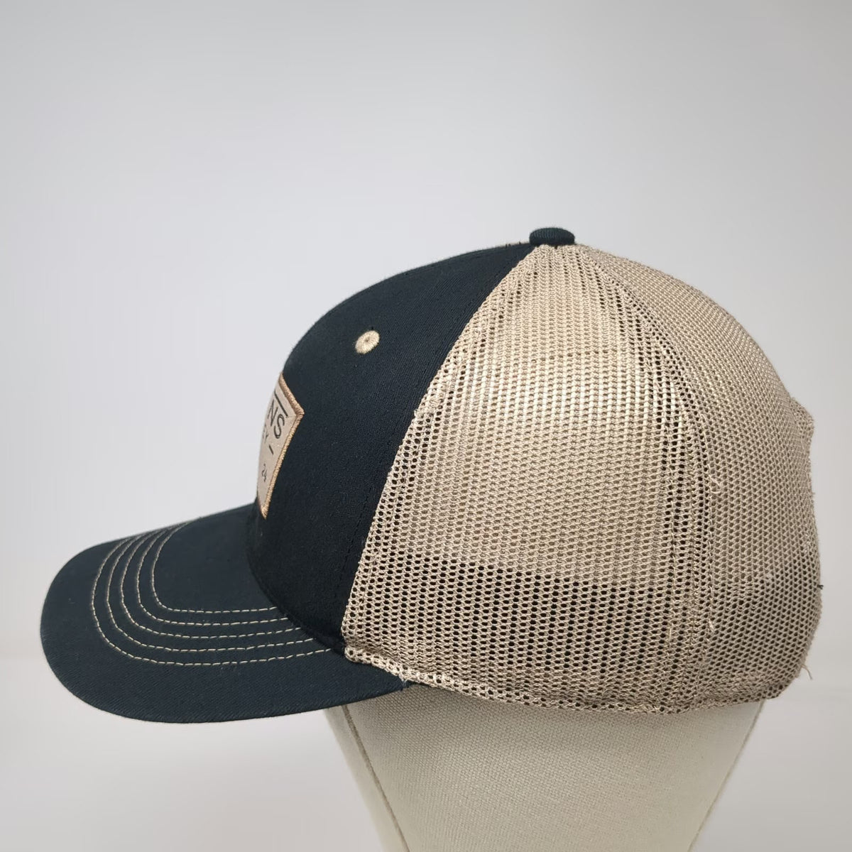 Boston Bruins NHL Fan Favorite Trucker Hat Black Beige One Size Mesh Back OSFM