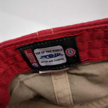 ZAGS Slideback Hat Red OS Adjustable Embroidered Distressed Top of The World