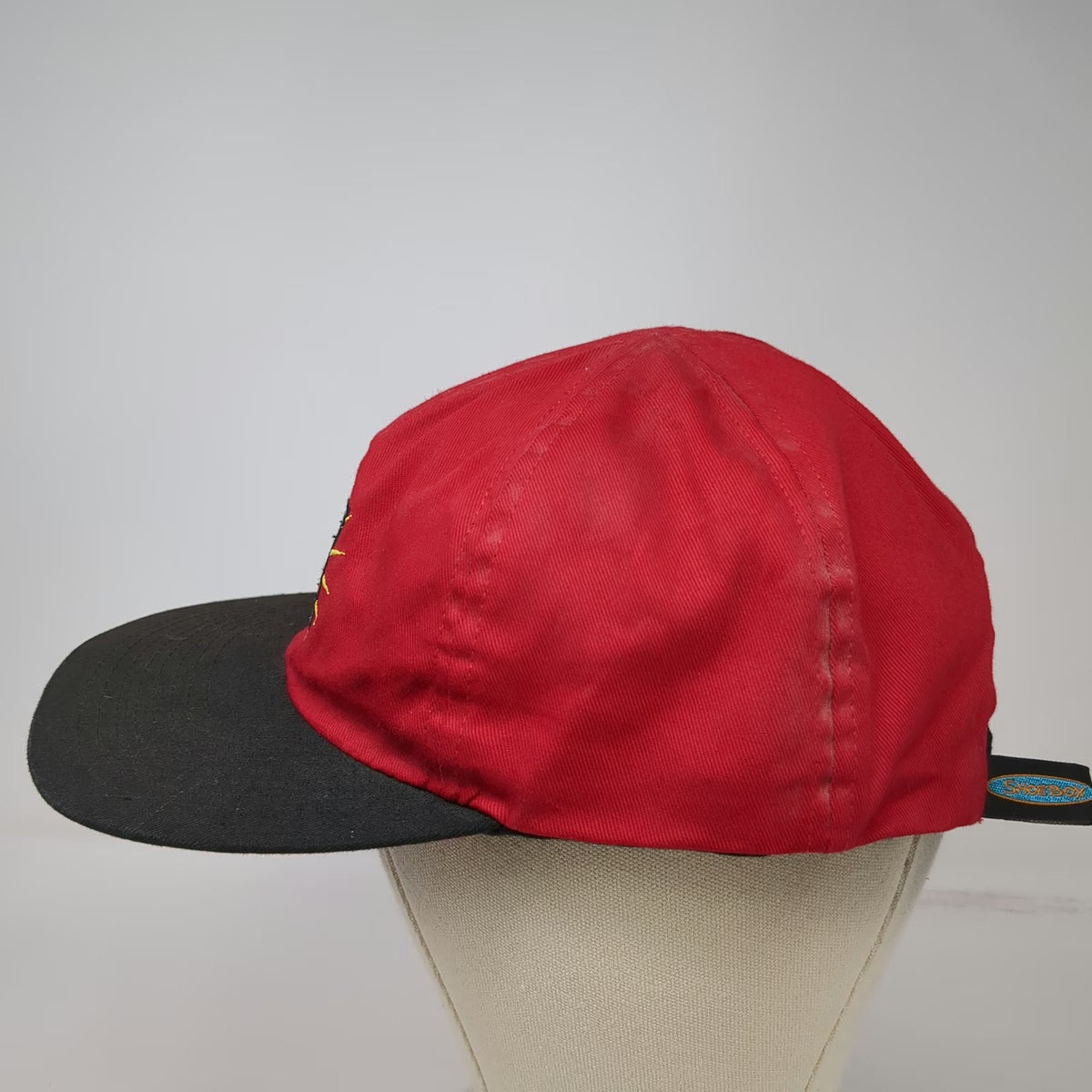 Shoebox Baseball Cap Red Black OS Reversible Love Hate This Game Novelty Hat