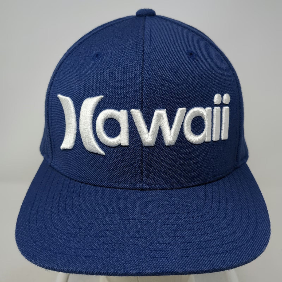 Hurley Snapback Hat Blue One Size Hawaii Embroidery Island Map Print Flat Brim