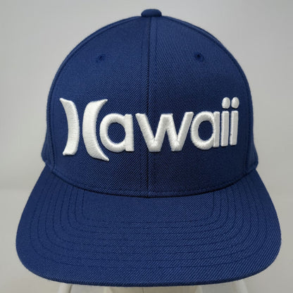 Hurley Snapback Hat Blue One Size Hawaii Embroidery Island Map Print Flat Brim