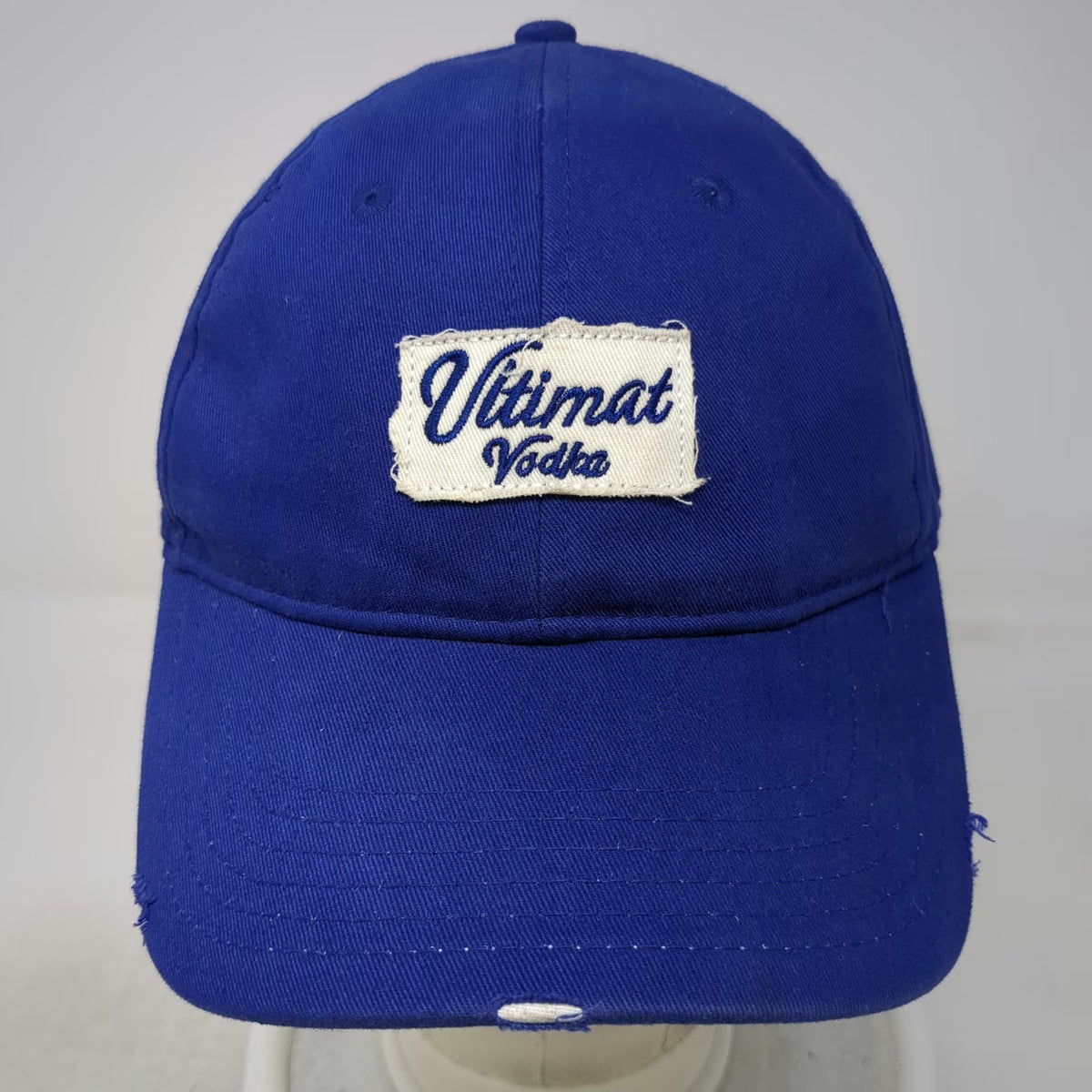 Ultimat Vodka Baseball Cap Blue One Size Distressed Frayed Patch Slideback Hat