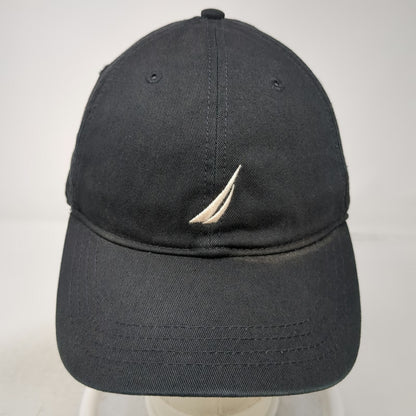 Nautica Baseball Cap Black One Size Sailboat Logo Slideback Curved Brim Hat