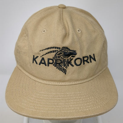 AS Colour 5 Panel Beige One Size Snapback Canvas Embroidered Logo Flat Brim Hat