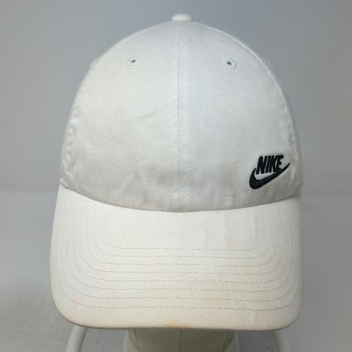 Nike Baseball Cap White One Size Heritage86 Slideback Swoosh Logo Cotton Hat