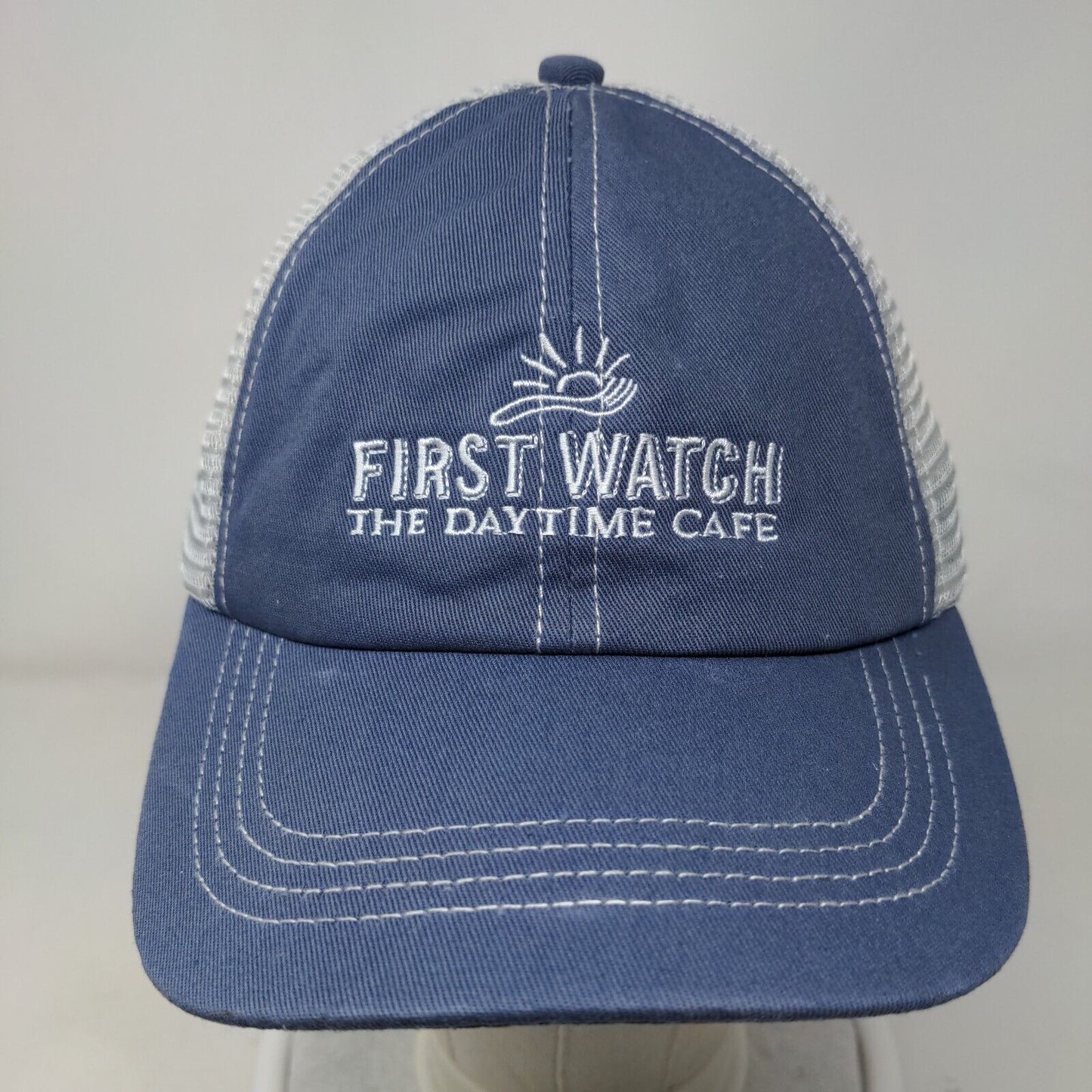 First Watch The Daytime Cafe Snapback Mesh Back Trucker Hat Blue OSFA