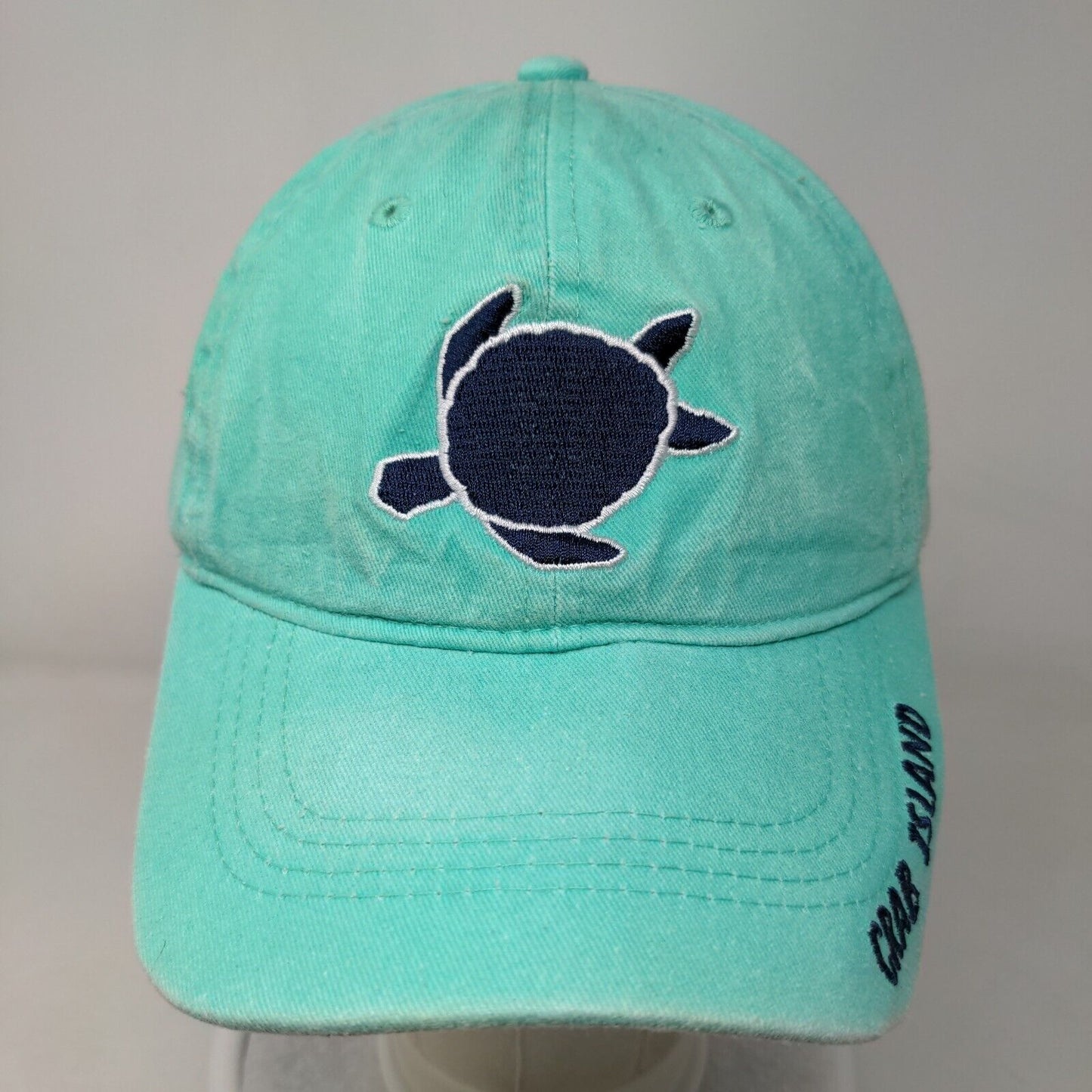 Sea Turtle Crab Island Strapback Hat Bluish-Green OSFM Destin Florida