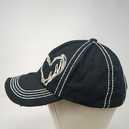 Cheekys Baseball Cap Black OSFM Hook Antler Heart Distressed Arrow Pattern Hat