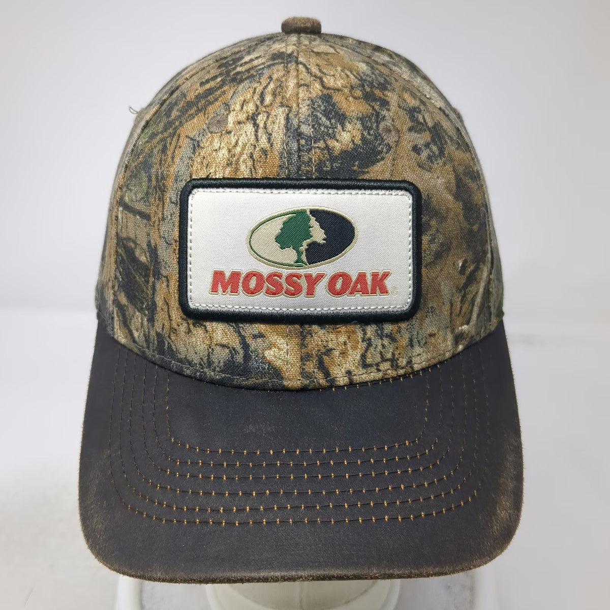 Mossy Oak Snapback Brown Camo Hat One Size Patch Logo Distressed Hunting Fishing