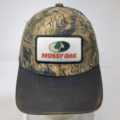 Mossy Oak Snapback Brown Camo Hat One Size Patch Logo Distressed Hunting Fishing