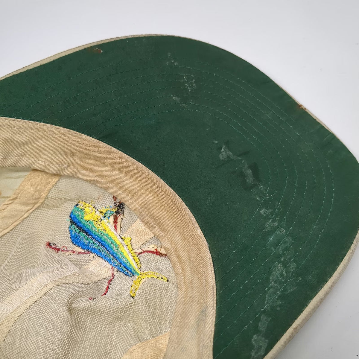 O'Keefe's Reef Baseball Cap Beige One Size Mahi Mahi Fishing Rods Strapback Hat