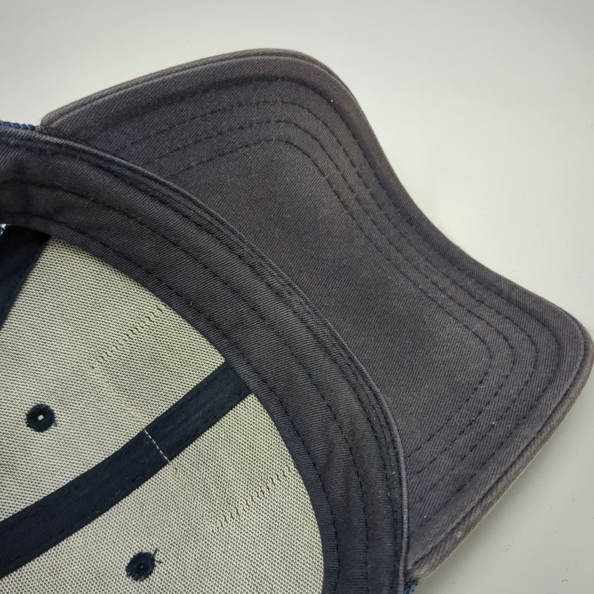 Pukka Trucker Hat Blue One Size Leather Patch Distressed Mesh Snapback Blank