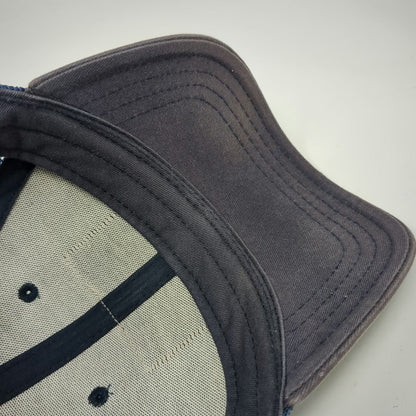 Pukka Trucker Hat Blue One Size Leather Patch Distressed Mesh Snapback Blank