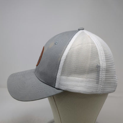 GOAT USA Trucker Hat Gray White One Size Leather Patch Mesh Back Snapback Cap