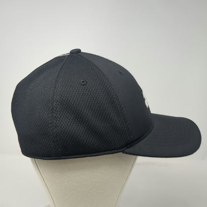 Adidas Baseball Cap Black XL Flexfit Mesh Back Reflective Stripe Rubberized Hat