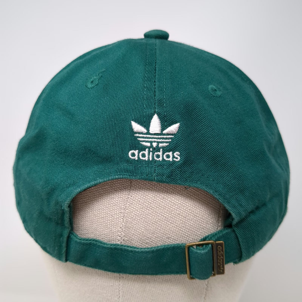 Adidas Baseball Cap Green One Size Embroidered Trefoil Logo Slideback Cotton Hat