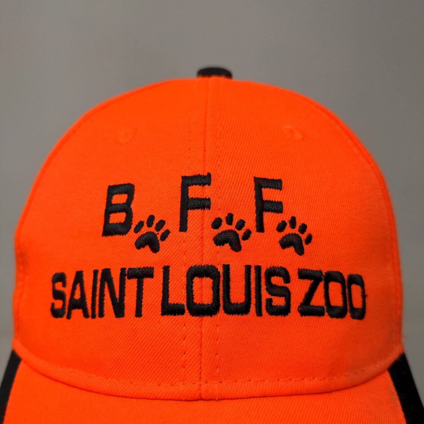 Saint Louis Zoo Men's Strapback Hat Orange Black Adjustable Embroidered Logo