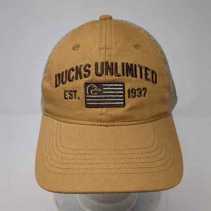 Ducks Unlimited Est 1937 Snapback Trucker Hat Brown OS Adjustable Mesh Back OC