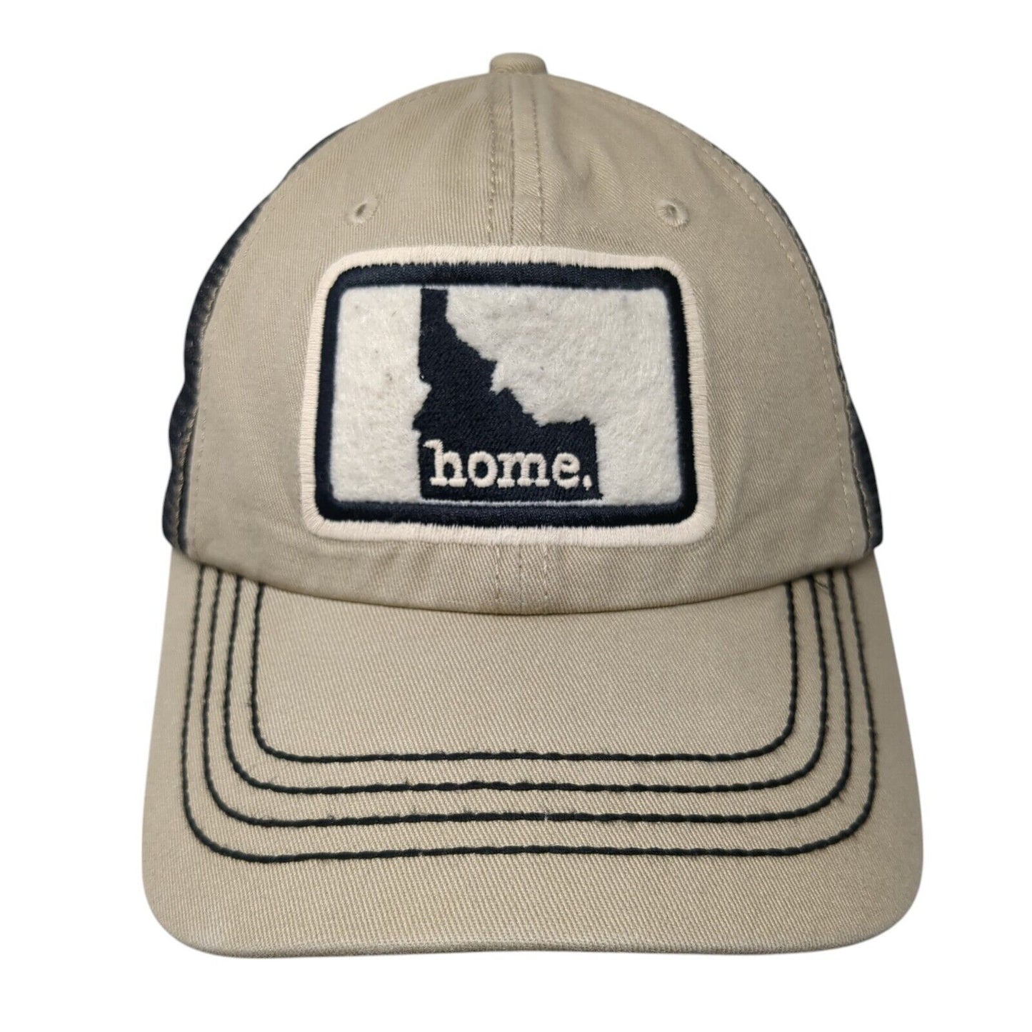 Home Idaho Strapback Trucker Hat Tan One Size Adjustable Embroidered Mesh Back