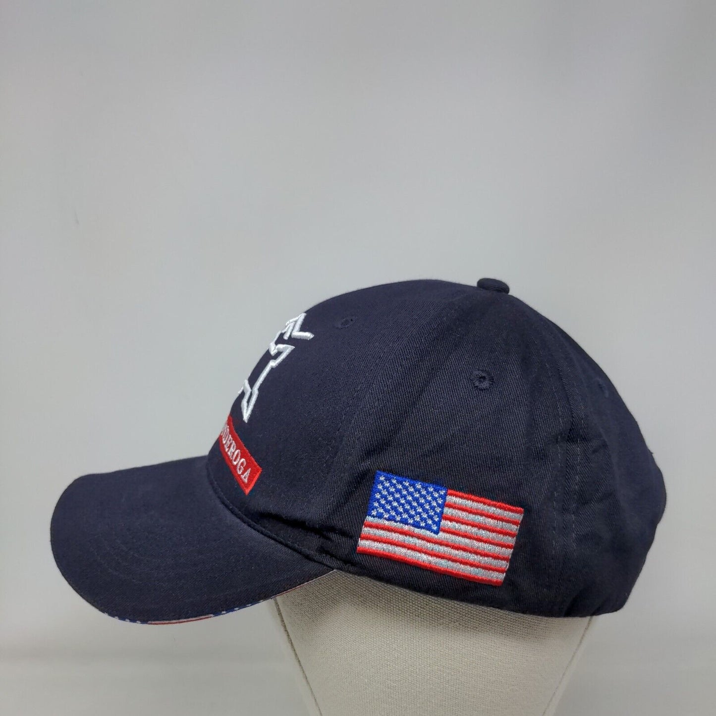 Fort Ticonderoga Strapback Hat Blue One Size American Flag Embroidered