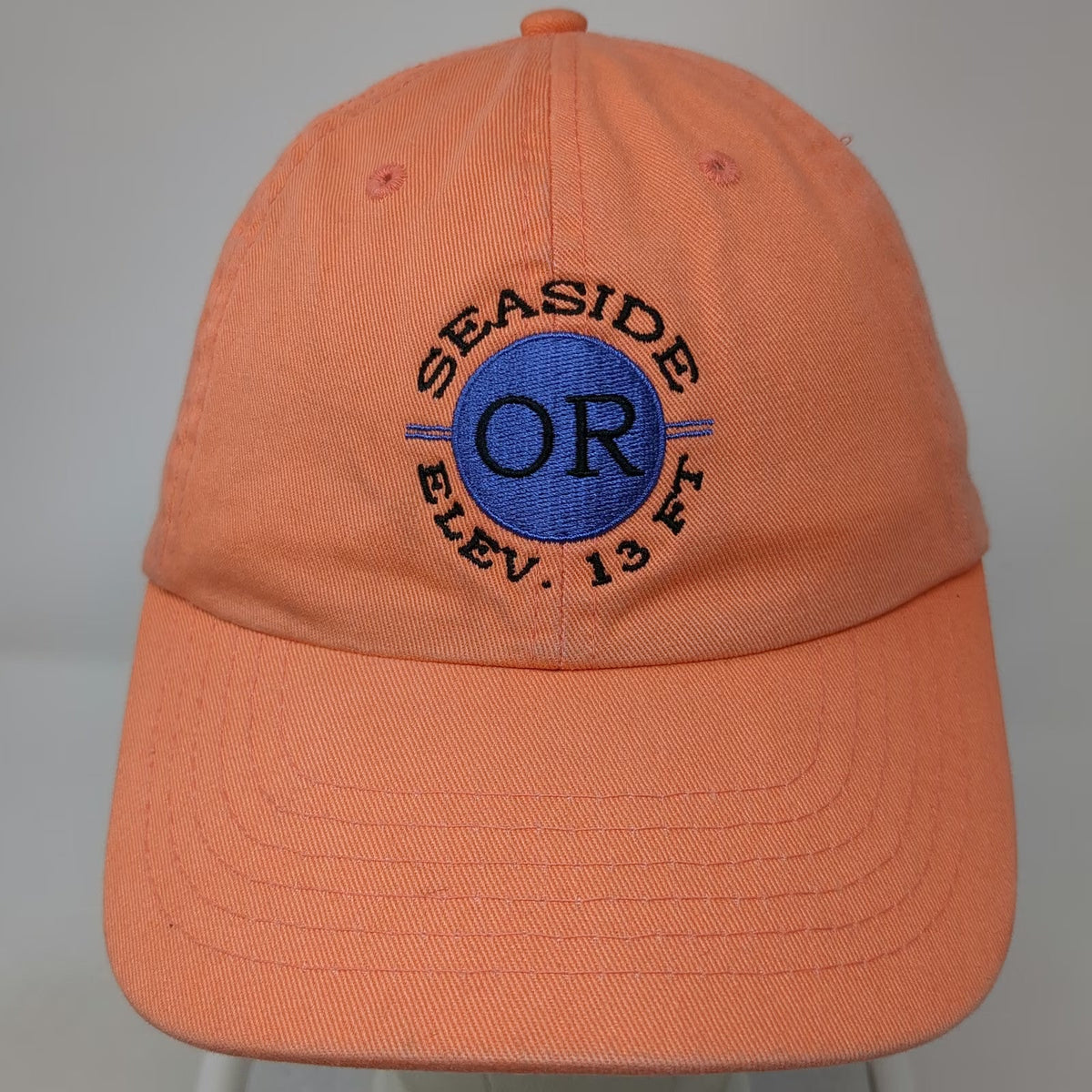 Rascals Baseball Cap Orange One Size Seaside Oregon Elev 13 FT Slideback Hat