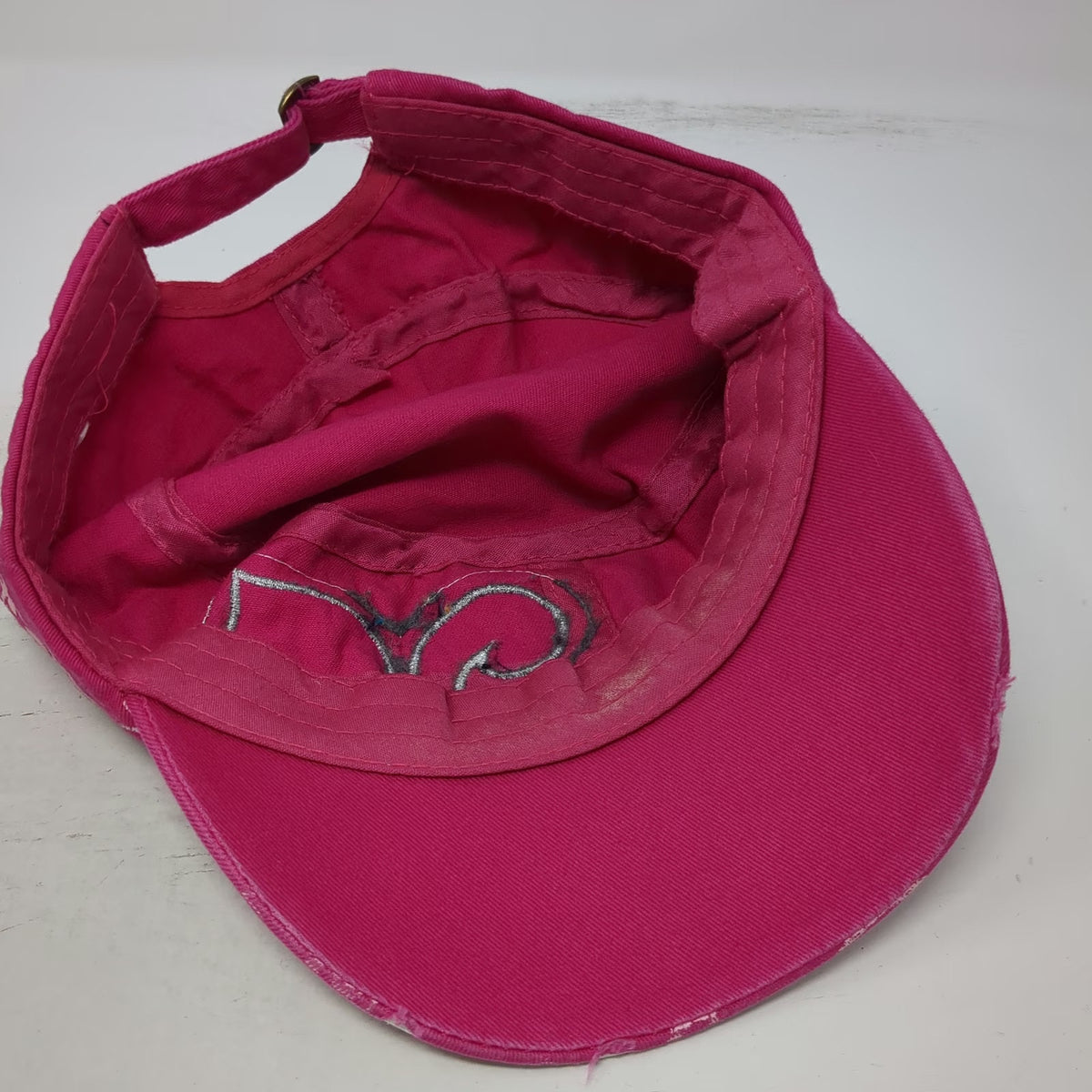 Pink Army Cap One Size Studded Rhinestone Butterfly Scroll Fleur-de-lis Hat