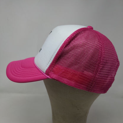 Nissun Womens Snapback Mesh Back Hat White Pink Graphic Kinda Hungry Kinda Tired