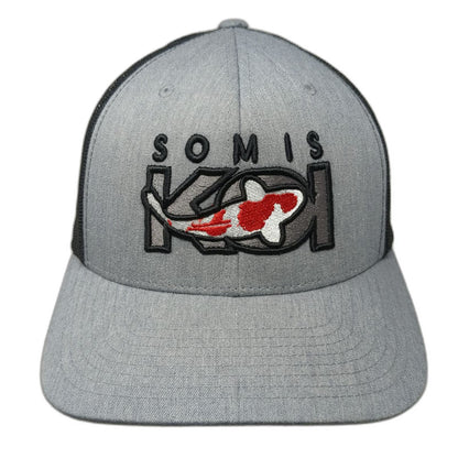 Yupoong Trucker Hat Gray Black One Size Mesh Back Snapback Somis Koi Fish Logo