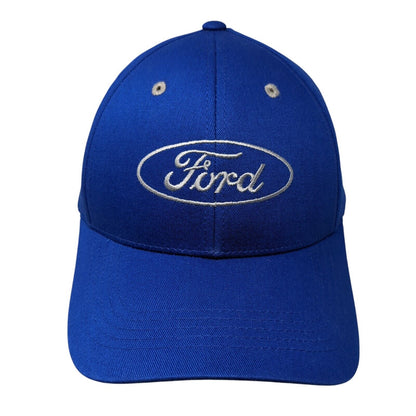 Ford Strapback Hat Blue One Size Embroidered Checkered Flag Sports