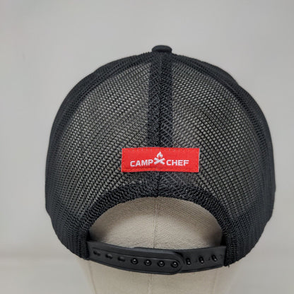 Camp Chef Snapback Trucker Hat Black OSFA Adjustable Mesh Back 6 Panel Cotton