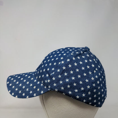 Steve Madden Slideback Hat Blue One Size White Stars All Over Print