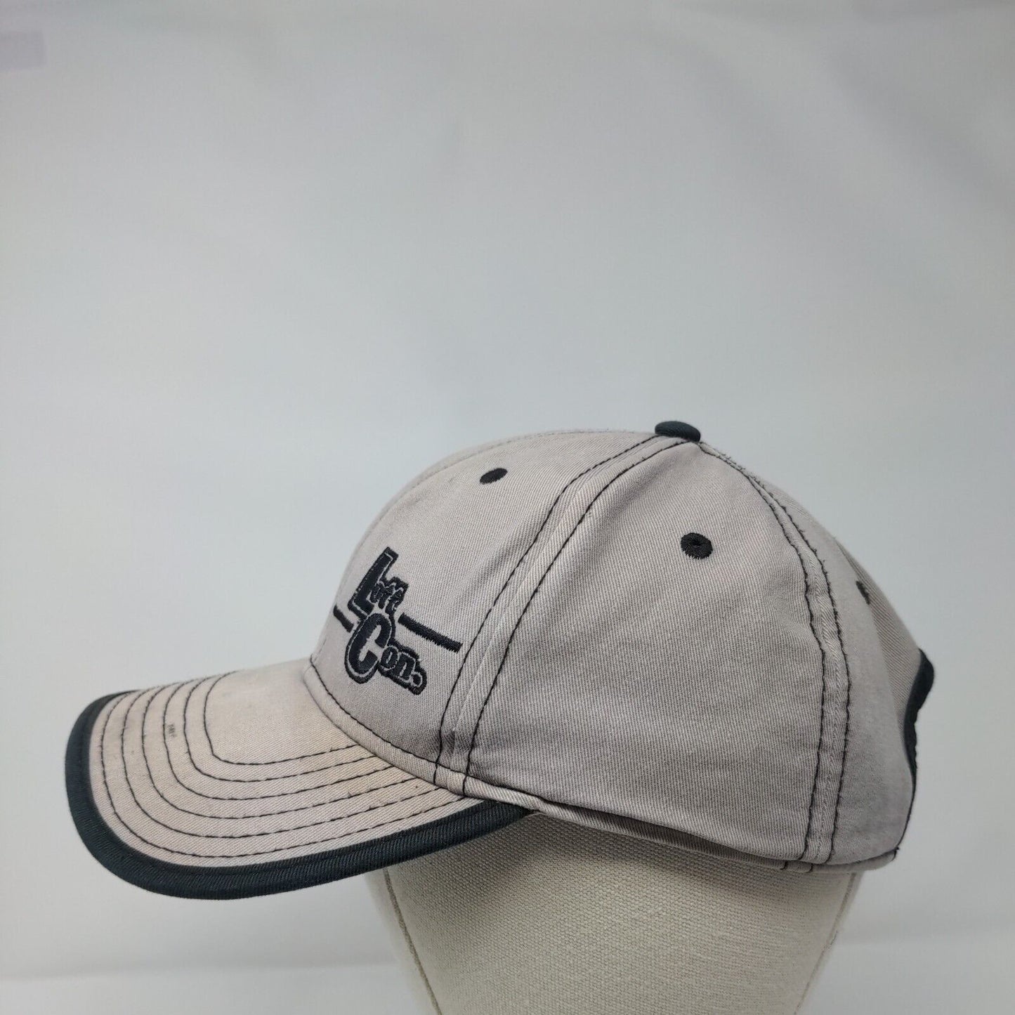 Lott Con. Strapback Hat Gray OSFM Adjustable Embroidered 6 Panel Otto Cotton