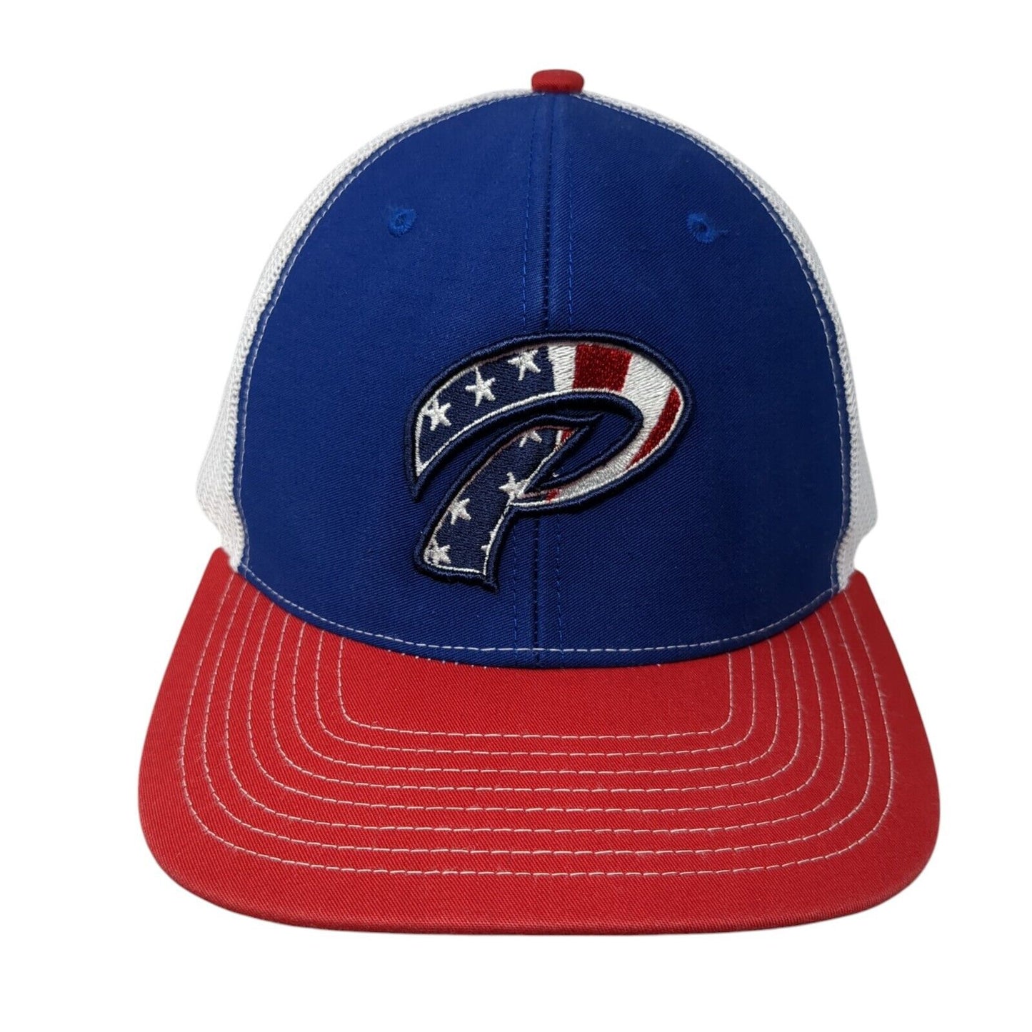 P American Flag Snapback Trucker Hat Multicolor One Size Mesh Back