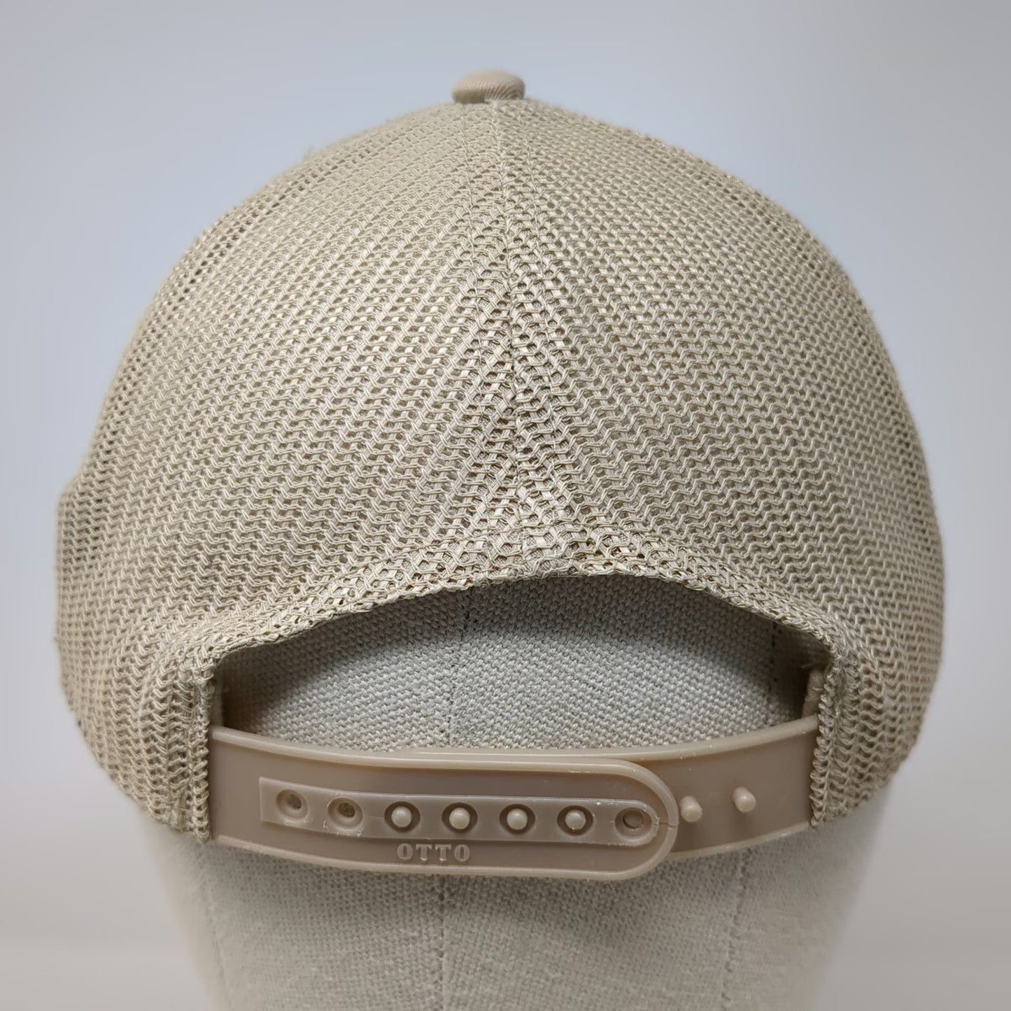 RawGear Trucker Hat Beige One Size Mesh Back Snapback Logo Patch Fitness Gym