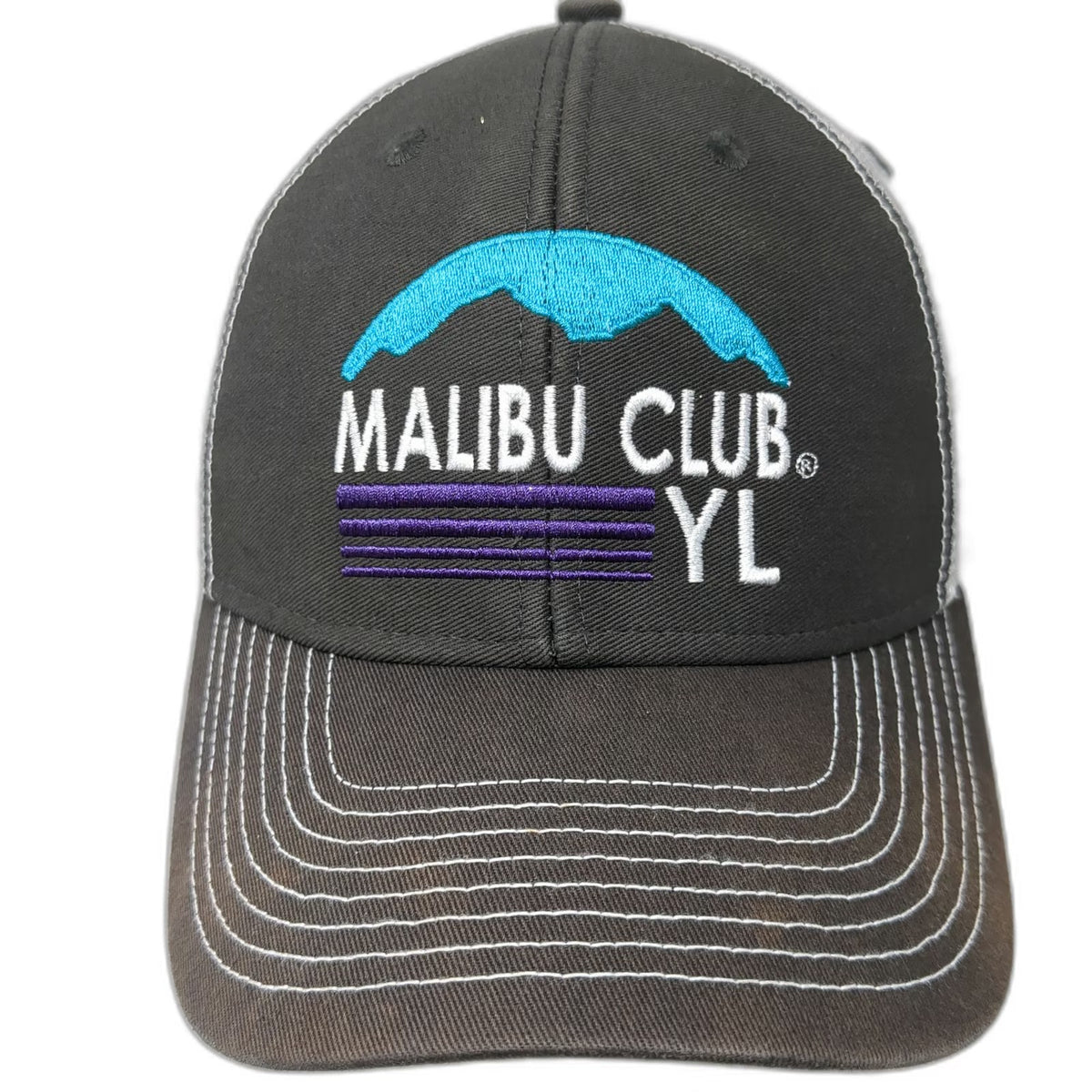 Ouray Trucker Hat Gray One Size Young Life Malibu Club Mountain Snapback Mesh