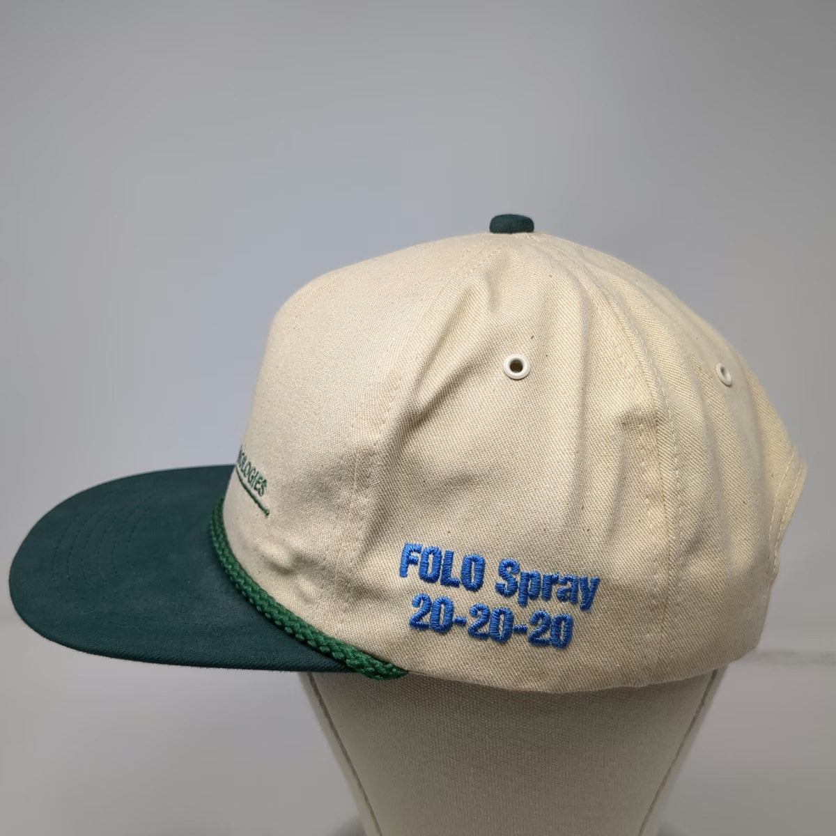 K-Products Baseball Cap Beige Green Plant Health Technologies Rope Hat Vintage