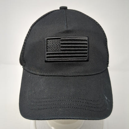 USA Flag Snapback Trucker Hat Black One Size Adjustable Patriotic Mesh Back