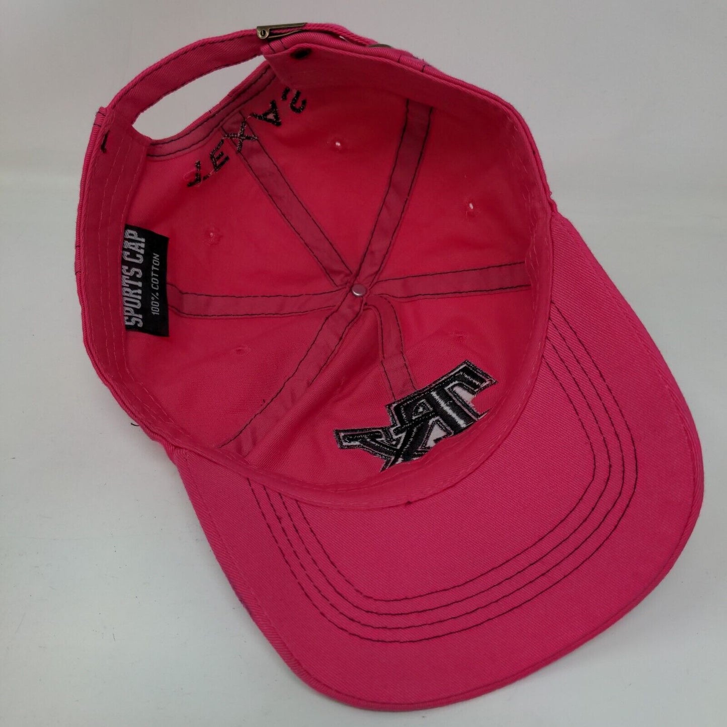 Texas Slideback Hat Pink One Size Adjustable Embroidered Vented Holes Sports Cap