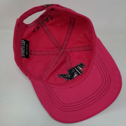 Texas Slideback Hat Pink One Size Adjustable Embroidered Vented Holes Sports Cap